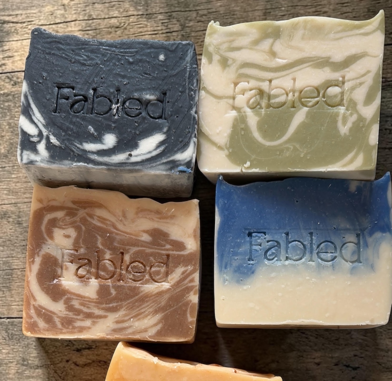 Fabled cold-pressed handmade soap bars with natural loofah