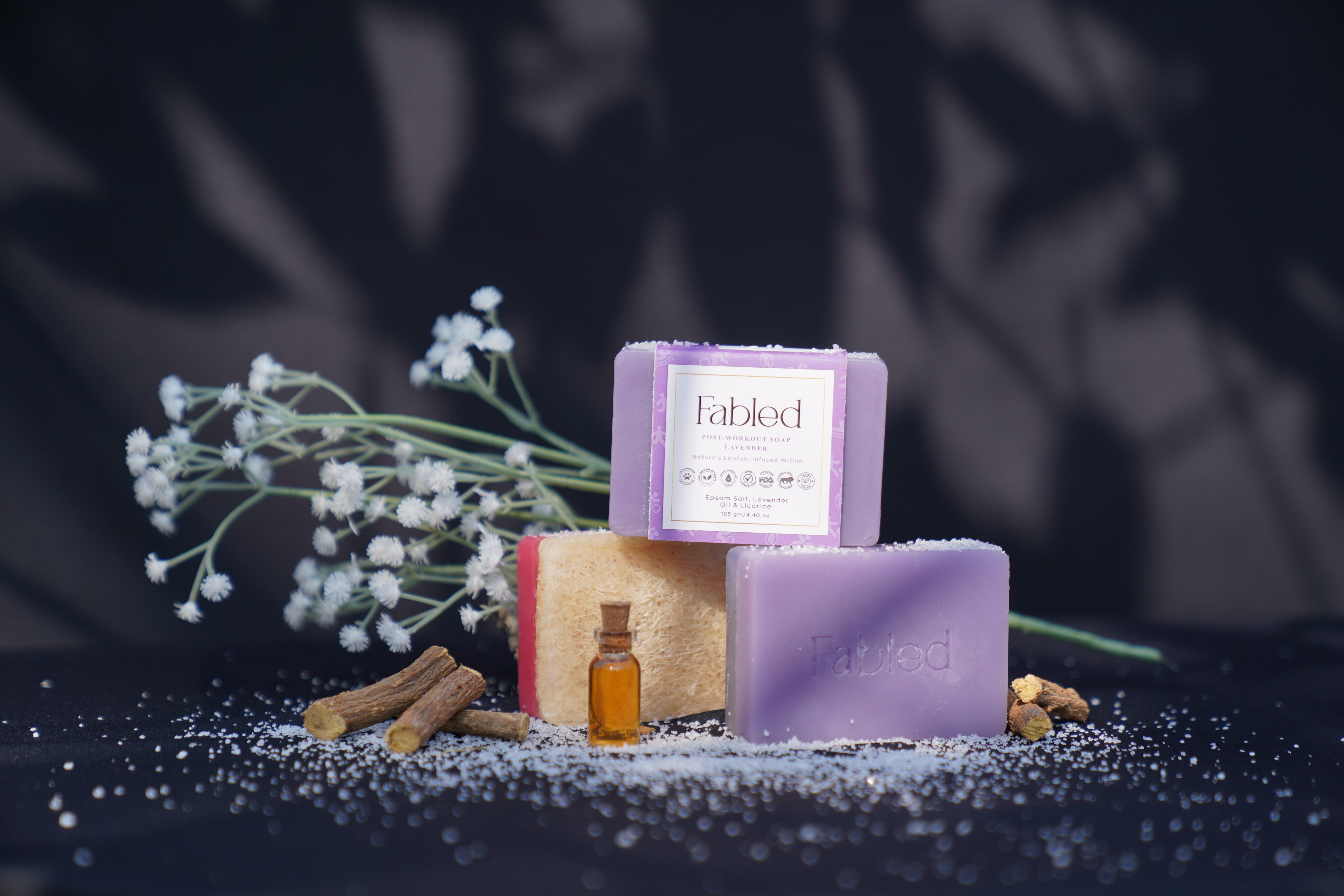 Purple 5.5 pH syndet soap bars with botanical ingredients